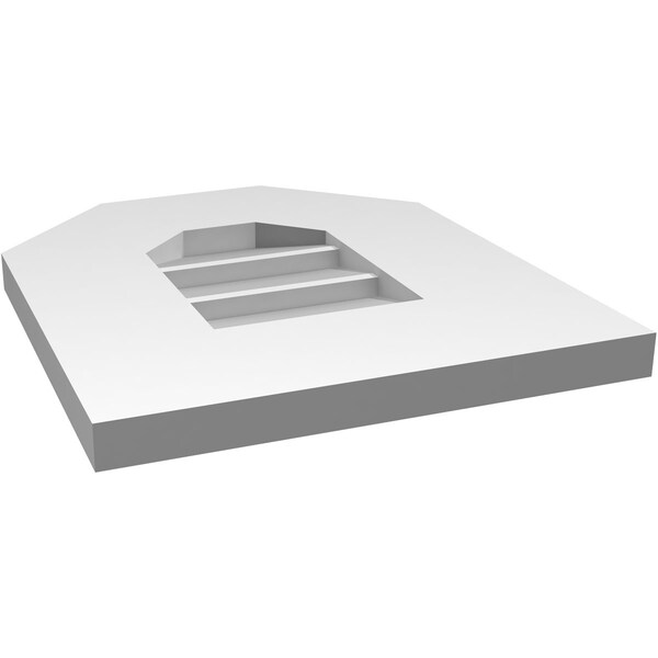Ekena Millwork Octagonal Top Surface Mount PVC Gable Vent w/ 3-1/2"W x 1"P Standard Frame, 12"W x 14"H - GVPOT12X1401SN