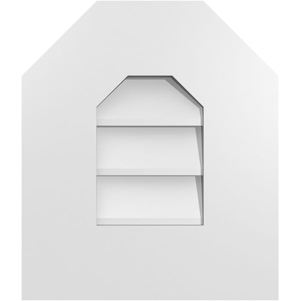 Ekena Millwork Octagonal Top Surface Mount PVC Gable Vent w/ 3-1/2"W x 1"P Standard Frame, 12"W x 14"H - GVPOT12X1401SN