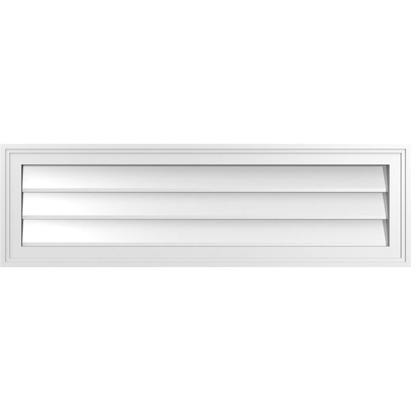 Ekena Millwork Vertical Surface Mount PVC Gable Vnt: Non-Functional, w/2"W x 1-1/2"H, Brickmould Frame, 40"W x 12"H - GVPVE40X1202SN