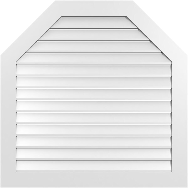 Ekena Millwork Octagonal Top Surface Mount PVC Gable Vent: Functional, w/ 3-1/2"W x 1"P Standard Frame, 42"W x 42"H - GVPOT42X4201SF