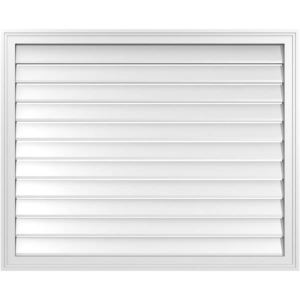 Ekena Millwork Vertical Surface Mount PVC Gable Vent: Functional, w/ 2"W x 1-1/2"P Brickmould Frame, 42"W x 34"H - GVPVE42X3402SF