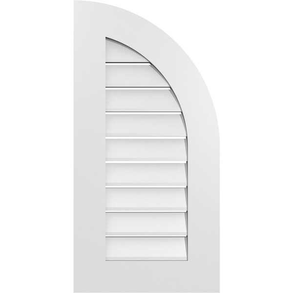 Ekena Millwork Quarter Round Top Right Surface Mount PVC Gable Vent w/ 3-1/2"W x 1"P Standard Frame, 16"W x 32"H - GVPQR16X3201SF