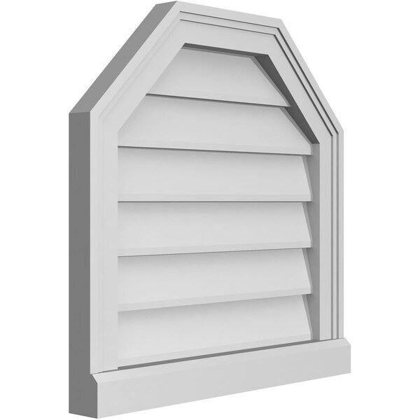 Ekena Millwork Octagonal Top Surface Mount PVC Gable Vent w/ 2"W x 2"P Brickmould Sill Frame, 20"W x 20"H - GVPOT20X2003SN