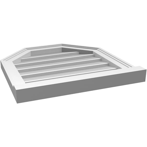 Ekena Millwork Octagonal Top Surface Mount PVC Gable Vent w/ 2"W x 2"P Brickmould Sill Frame, 20"W x 20"H - GVPOT20X2003SN
