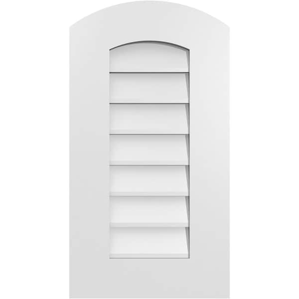 Ekena Millwork Arch Top Surface Mount PVC Gable Vent: Functional, w/ 3-1/2"W x 1"P Standard Frame, 14"W x 26"H - GVPAR14X2601SF