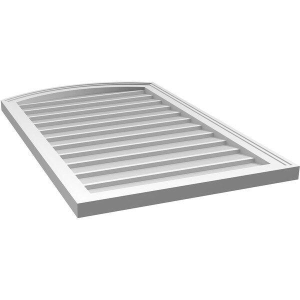 Ekena Millwork Arch Top Surface Mount PVC Gable Vent: Functional, w/ 2"W x 1-1/2"P Brickmould Frame, 24"W x 38"H - GVPAR24X3802SF