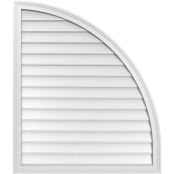 Ekena Millwork Quarter Round Top Right Surface Mount PVC Gable Vent w/ 2"W x 1-1/2"P Brickmould Frame, 36"W x 42"H - GVPQR36X4202SN