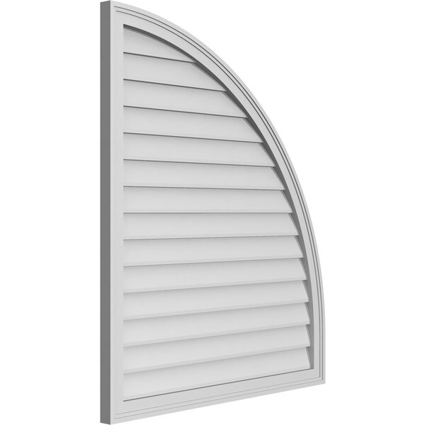 Ekena Millwork Quarter Round Top Right Surface Mount PVC Gable Vent w/ 2"W x 1-1/2"P Brickmould Frame, 36"W x 42"H - GVPQR36X4202SN