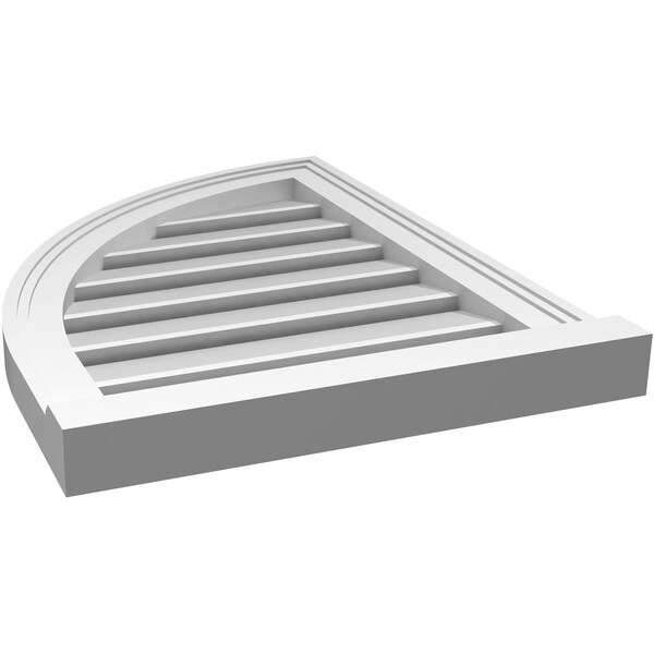 Ekena Millwork Quarter Round Top Left Surface Mount PVC Gable Vent w/ 2"W x 2"P Brickmould Sill Frame, 18"W x 24"H - GVPQL18X2403SF