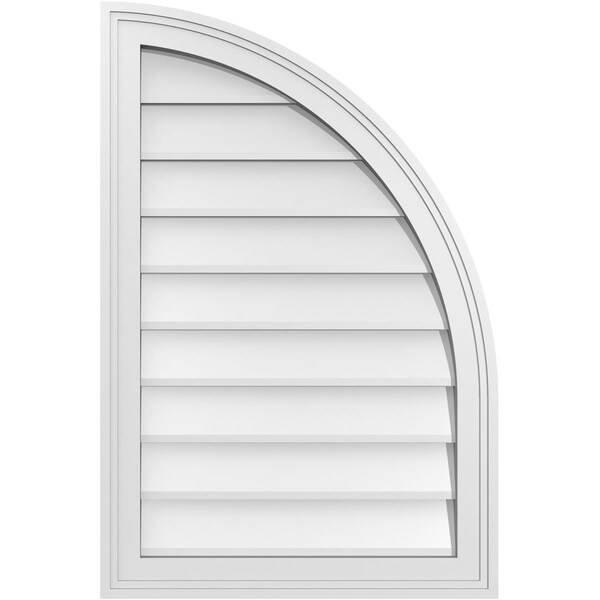 Ekena Millwork Quarter Round Top Right Surface Mount PVC Gable Vent w/ 2"W x 2"P Brickmould Sill Frame, 20"W x 30"H - GVPQR20X3003SN