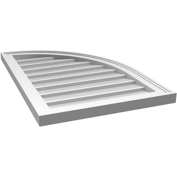 Ekena Millwork Quarter Round Top Right Surface Mount PVC Gable Vent w/ 2"W x 2"P Brickmould Sill Frame, 20"W x 30"H - GVPQR20X3003SN