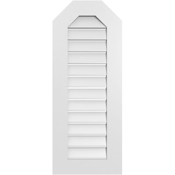 Ekena Millwork Octagonal Top Surface Mount PVC Gable Vent: Functional, w/ 3-1/2"W x 1"P Standard Frame, 16"W x 40"H - GVPOT16X4001SF