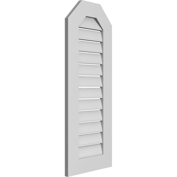 Ekena Millwork Octagonal Top Surface Mount PVC Gable Vent: Functional, w/ 3-1/2"W x 1"P Standard Frame, 16"W x 40"H - GVPOT16X4001SF