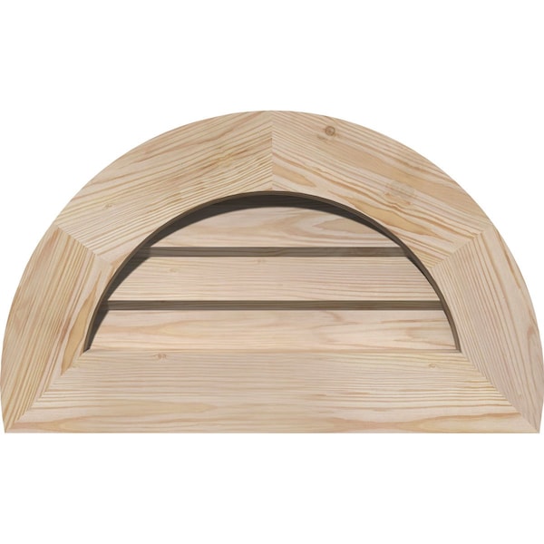 Ekena Millwork Half Round Gable Vent Non-Functional, Pine Gable Vent w/ Decorative Face Frame, 32"W x 16"H - GVWHR32X1602SDUPI