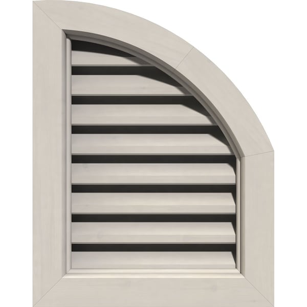Ekena Millwork Quarter Round Top Right Western Red Cedar Gable Vent w/Brick Mould Face Frame, 06"W x 34"H - GVWQR06X3400SFPWR
