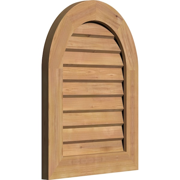 Ekena Millwork Round Top Gable Vnt Non-Functional Western Red Cedar Gable Vnt w/Decorative Face Frame, 32"W x 26"H - GVWRT32X2602SDUWR
