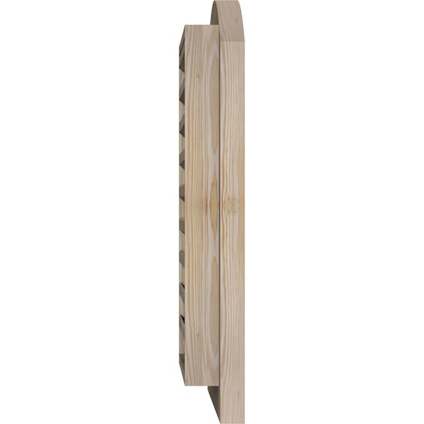 Ekena Millwork Arch Top Gable Vent Primed, Functional, Pine Gable Vent w/ Brick Mould Face Frame, 24"W x 34"H - GVWAR24X3400SFPPI