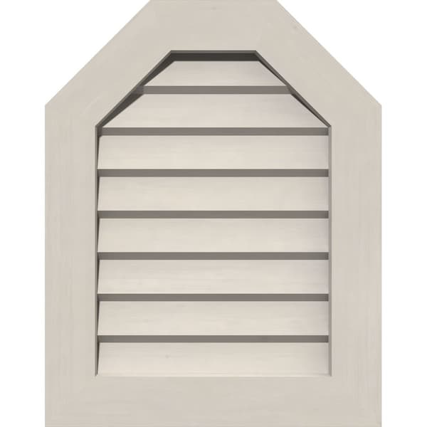 Ekena Millwork Octagonal Top Gable Vent Western Red Cedar Gable Vent w/Decorative Face Frame, 36"W x 34"H - GVWOT36X3402SDPWR