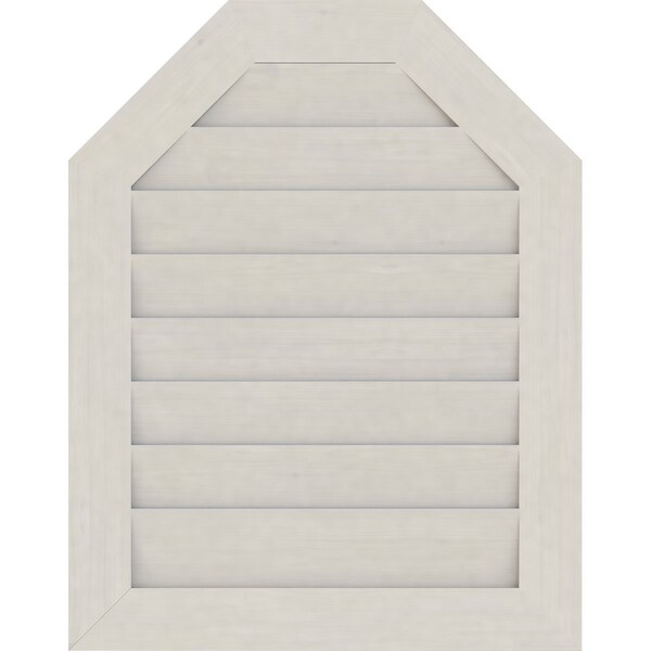 Ekena Millwork Octagonal Top Gable Vent Western Red Cedar Gable Vent w/Decorative Face Frame, 36"W x 34"H - GVWOT36X3402SDPWR