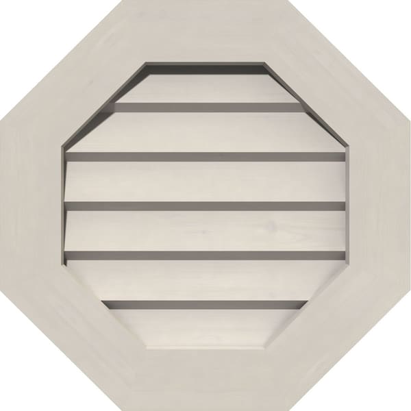 Ekena Millwork Octagonal Gable Vent Primed, Non-Functional, Pine Gable Vent w/ Decorative Face Frame, 30"W x 30"H - GVWOC30X3002SDPPI