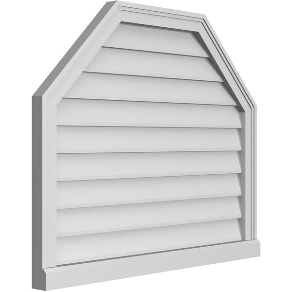 Ekena Millwork Octagonal Top Surface Mount PVC Gable Vent w/ 2"W x 2"P Brickmould Sill Frame, 34"W x 28"H - GVPOT34X2803SN