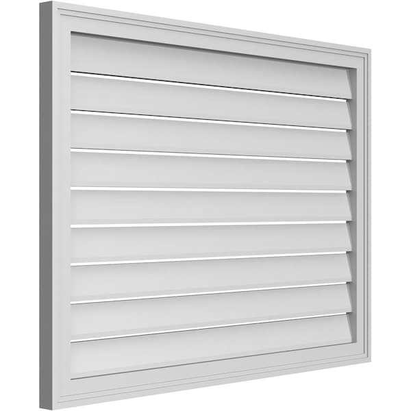 Ekena Millwork Vertical Surface Mount PVC Gable Vent: Functional, w/ 2"W x 1-1/2"P Brickmould Frame, 40"W x 30"H - GVPVE40X3002SF