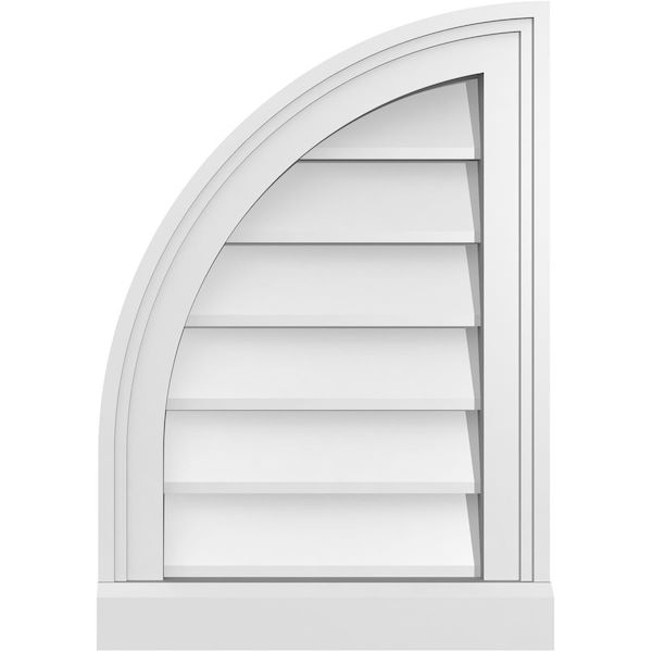 Ekena Millwork Quarter Round Top Left Surface Mount PVC Gable Vent w/ 2"W x 2"P Brickmould Sill Frame, 14"W x 20"H - GVPQL14X2003SN