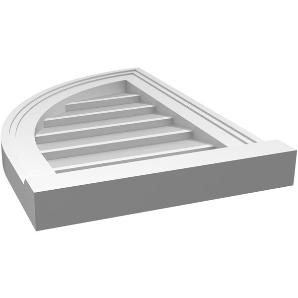 Ekena Millwork Quarter Round Top Left Surface Mount PVC Gable Vent w/ 2"W x 2"P Brickmould Sill Frame, 14"W x 20"H - GVPQL14X2003SN