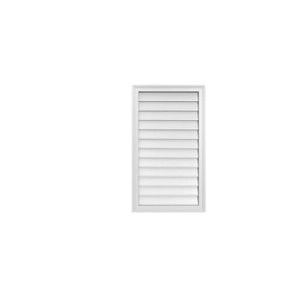 Ekena Millwork Vertical Surface Mount PVC Gable Vnt: Non-Functional, w/2"W x 1-1/2"H, Brickmould Frame, 22"W x 38"H - GVPVE22X3802SN
