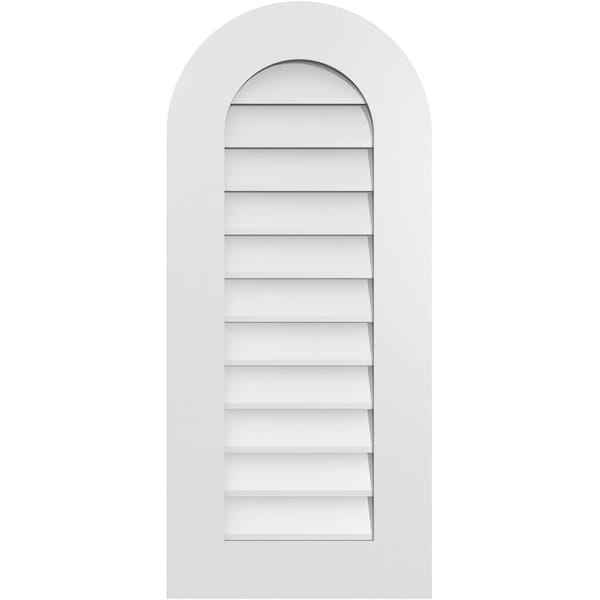 Ekena Millwork Round Top Surface Mount PVC Gable Vent: Non-Functional, w/ 3-1/2"W x 1"P Standard Frame, 16"W x 36"H - GVPRT16X3601SN