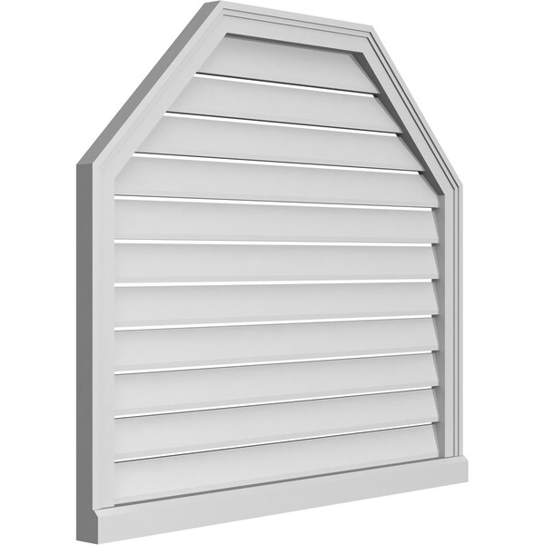 Ekena Millwork Octagonal Top Surface Mount PVC Gable Vent w/ 2"W x 2"P Brickmould Sill Frame, 38"W x 34"H - GVPOT38X3403SF