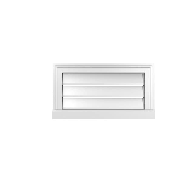 Ekena Millwork Vertical Surface Mount PVC Gable Vent: Functional, w/ 2"W x 2"P Brickmould Sill Frame, 22"W x 12"H - GVPVE22X1203SF