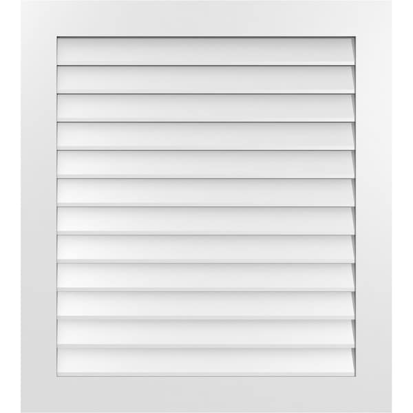 Ekena Millwork Vertical Surface Mount PVC Gable Vent: Non-Functional, w/3-1/2"W x 1"H, Standard Frame, 36"W x 40"H - GVPVE36X4001SN
