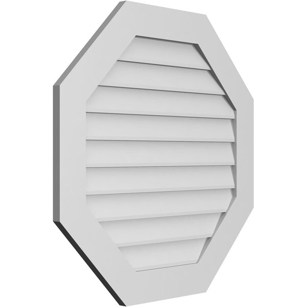 Ekena Millwork Octagonal Surface Mount PVC Gable Vent: Non-Functional, w/ 3-1/2"W x 1"P Standard Frame, 32"W x 32"H - GVPOC32X3201SN
