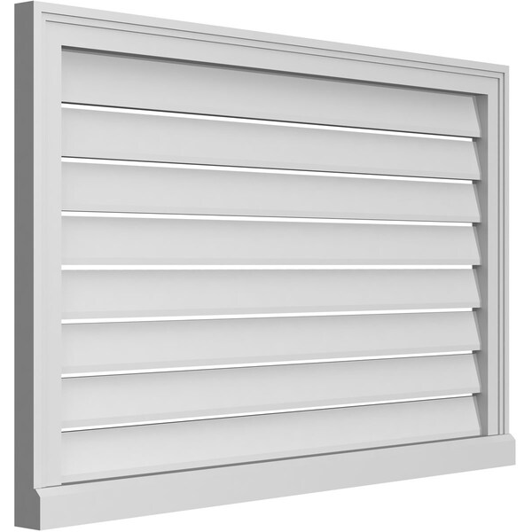 Ekena Millwork Vertical Surface Mount PVC Gable Vent: Functional, w/ 2"W x 2"P Brickmould Sill Frame, 40"W x 26"H - GVPVE40X2603SF