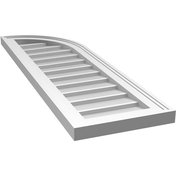 Ekena Millwork Quarter Round Top Right Surface Mount PVC Gable Vent w/ 2"W x 1-1/2"P Brickmould Frame, 12"W x 38"H - GVPQR12X3802SN