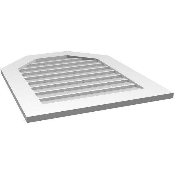 Ekena Millwork Octagonal Top Surface Mount PVC Gable Vent w/ 3-1/2"W x 1"P Standard Frame, 26"W x 32"H - GVPOT26X3201SN