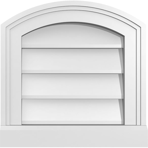 Ekena Millwork Arch Top Surface Mount PVC Gable Vent: Functional, w/ 2"W x 2"P Brickmould Sill Frame, 14"W x 14"H - GVPAR14X1403SF