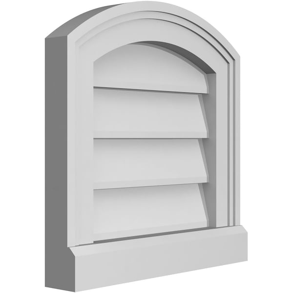 Ekena Millwork Arch Top Surface Mount PVC Gable Vent: Functional, w/ 2"W x 2"P Brickmould Sill Frame, 14"W x 14"H - GVPAR14X1403SF
