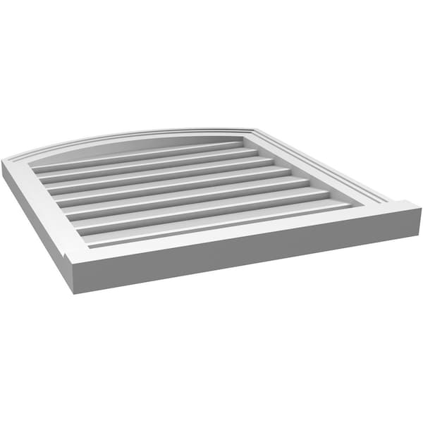 Ekena Millwork Arch Top Surface Mount PVC Gable Vent w/ 2"W x 2"P Brickmould Sill Frame, 24"W x 24"H - GVPAR24X2403SN