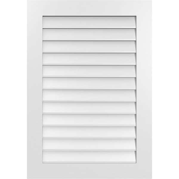 Ekena Millwork Vertical Surface Mount PVC Gable Vent: Non-Functional, w/ 3-1/2"W x 1"P Standard Frame, 28"W x 40"H - GVPVE28X4001SN