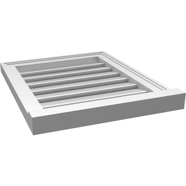 Ekena Millwork Vertical Surface Mount PVC Gable Vent: Functional, w/ 2"W x 2"P Brickmould Sill Frame, 18"W x 22"H - GVPVE18X2203SF