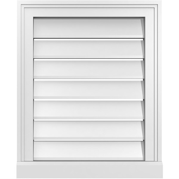 Ekena Millwork Vertical Surface Mount PVC Gable Vent: Functional, w/ 2"W x 2"P Brickmould Sill Frame, 18"W x 22"H - GVPVE18X2203SF