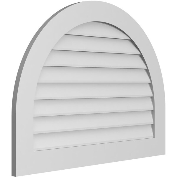 Ekena Millwork Round Top Surface Mount PVC Gable Vent: Non-Functional, w/ 3-1/2"W x 1"P Standard Frame, 38"W x 28"H - GVPRT38X2801SN
