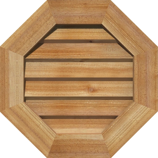 Ekena Millwork Octagonal Gable Vnt Non-Functional Western Red Cedar Gable Vnt w/Decorative Face Frame, 16"W x 16"H - GVWOC16X1602RDUWR