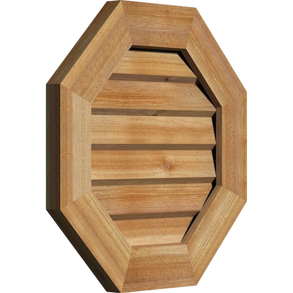 Ekena Millwork Octagonal Gable Vnt Non-Functional Western Red Cedar Gable Vnt w/Decorative Face Frame, 16"W x 16"H - GVWOC16X1602RDUWR