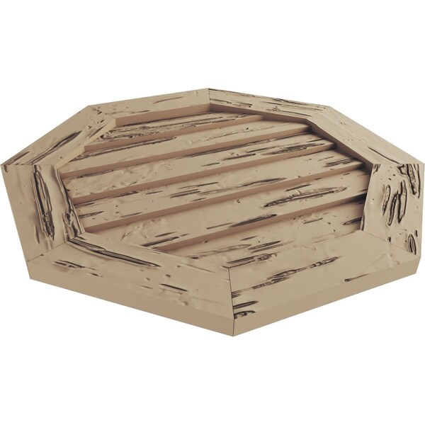 Ekena Millwork Timberthane Pecky Cypress Octagonal Faux Wood Non-Functional Gable Vent, Primed Tan, 33"W x 33"H - GVUROC33X33DPCPR