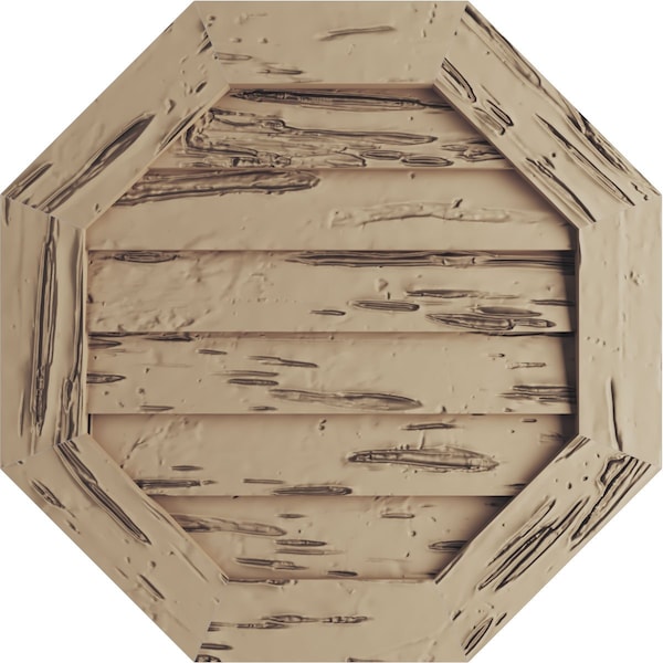Ekena Millwork Timberthane Pecky Cypress Octagonal Faux Wood Non-Functional Gable Vent, Primed Tan, 33"W x 33"H - GVUROC33X33DPCPR