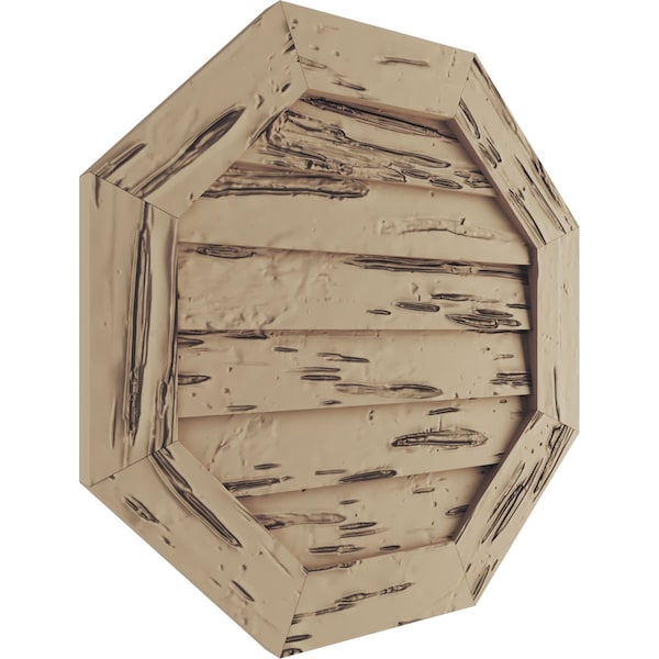Ekena Millwork Timberthane Pecky Cypress Octagonal Faux Wood Non-Functional Gable Vent, Primed Tan, 33"W x 33"H - GVUROC33X33DPCPR