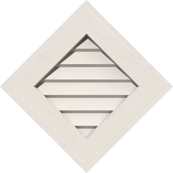 Ekena Millwork Diamond Gable Vent Non-Functional, PVC Gable Vent w/ 1" x 4" Flat Trim Frame, 20"W x 20"H - GVPDI20X2001DUN